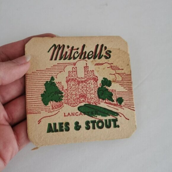Vintage Mitchell's Ale Coaster Lancaster Stout Castle Beer Mat 2-Side Breweriana - Picture 2 of 3